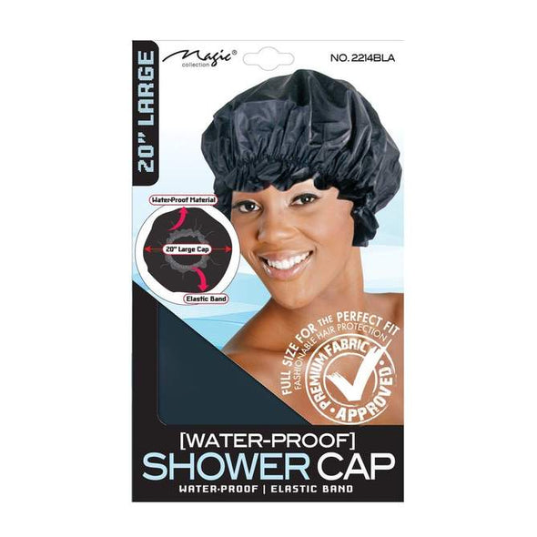 Magic Collection 20" Large Waterproof Shower Cap Black