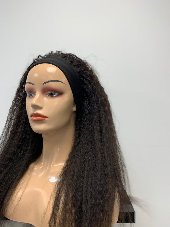Kinky Straight Human Hair Head Band Wig